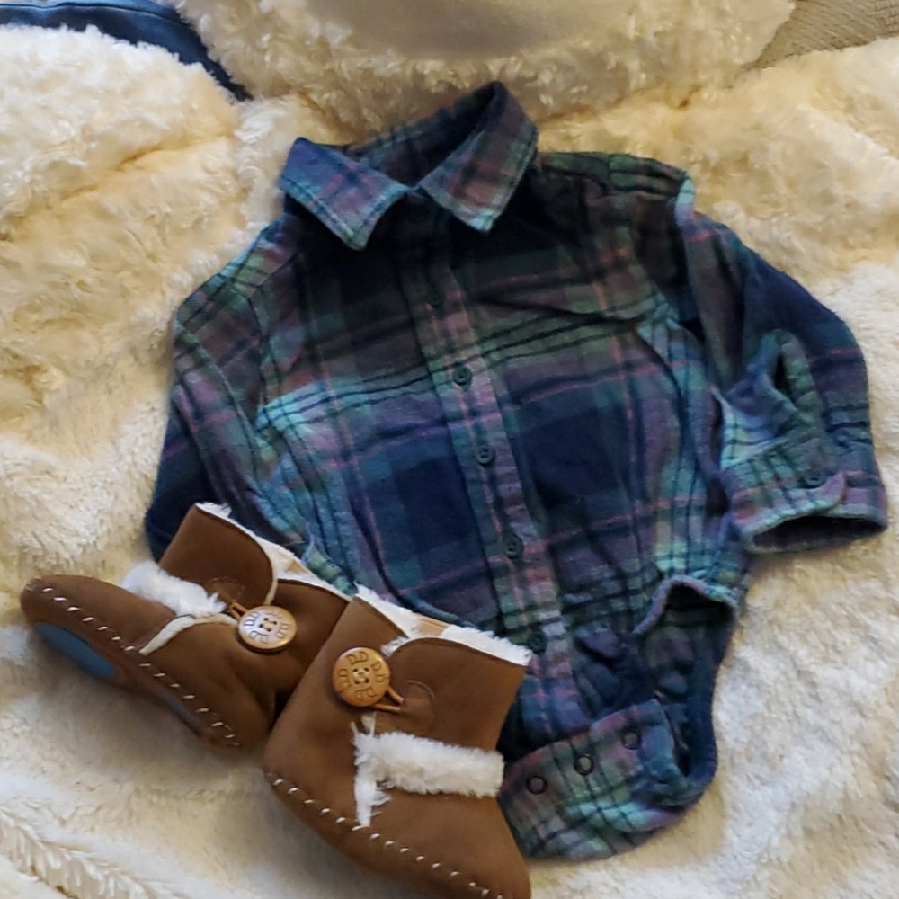 Basic Flannel & fur boot Set!